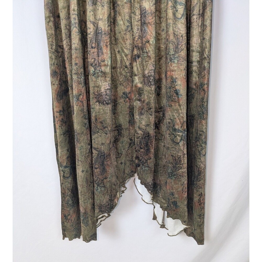 Cider 12 14 Green Velvet Square Neck Floral Drawstring Midi Dress Long Sleeve - Picture 4 of 10